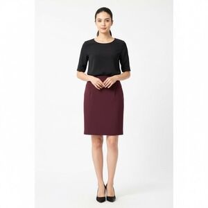 Express Pencil Skirt Womens 6 Burgundy Career Office Business‎ Wear Classic Mini